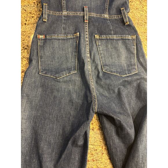 *Gorgeous* ALICE AND OLIVIA Wide Flare Leg Fitted Denim Zip Jumpsuit Size 25 - Picture 13 of 15